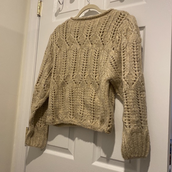 Zara Open Knit Tan Sweater - Wool Alpaca Blend - Picture 3 of 4